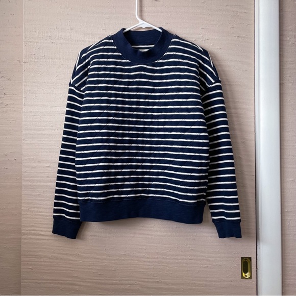 Madewell Quilted Studio Mockneck Sweatshirt in Stripe - Picture 5 of 7